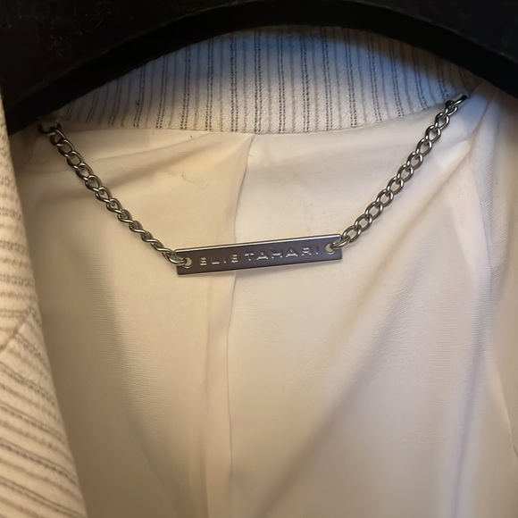 Elie Tahari Linen Cream Striped Jacket - Picture 6 of 8